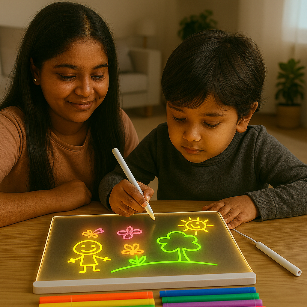 GlowKid Creative LED Writing Board (7 Neon Markers Included)