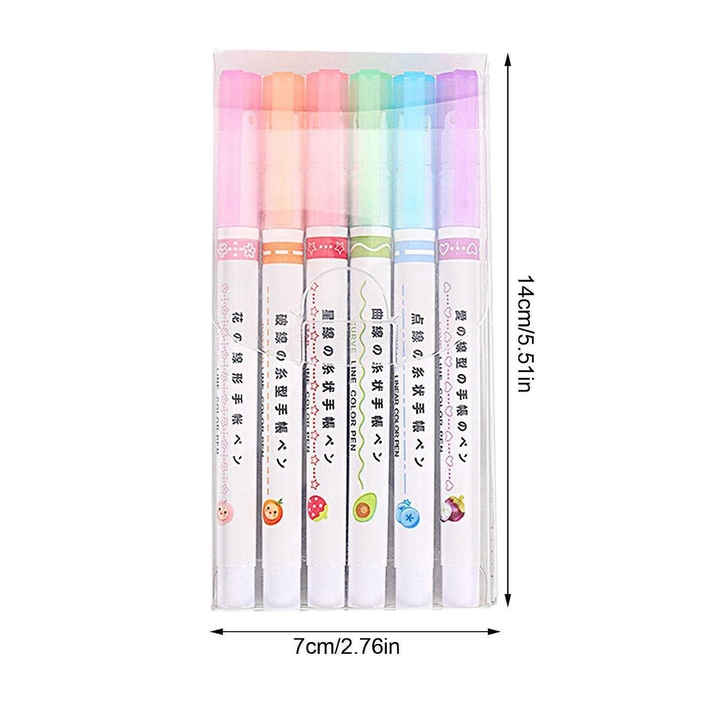 Vivid Curves: Linear Roller Color Pens Highlighters Set