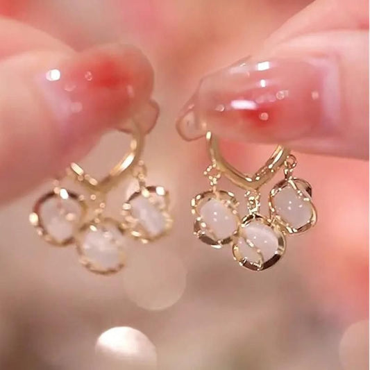 Glam Golden Korean Eyebell Earrings
