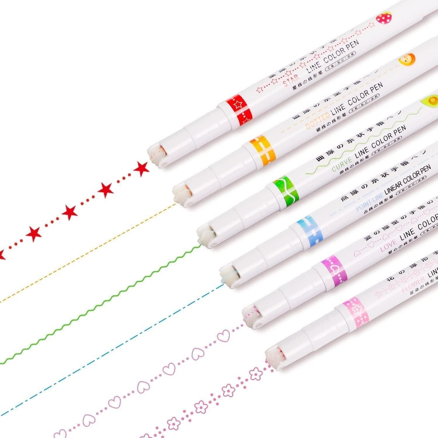 Vivid Curves: Linear Roller Color Pens Highlighters Set