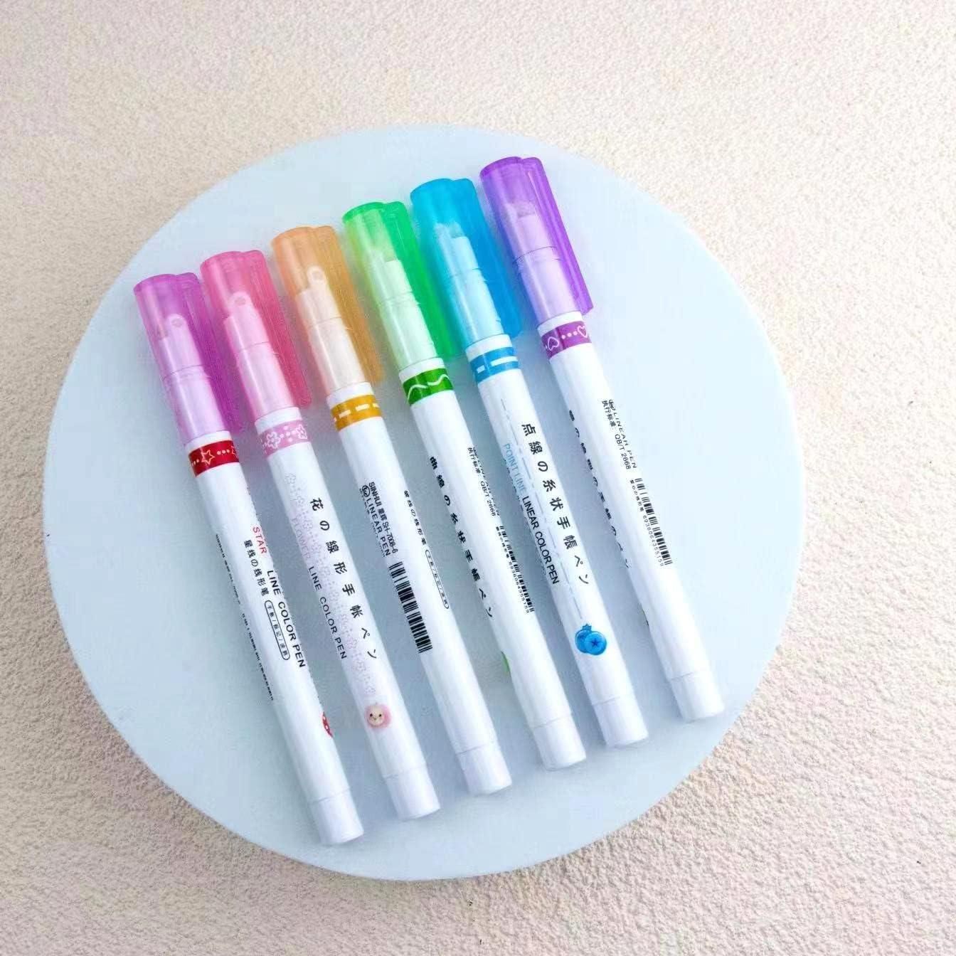 Vivid Curves: Linear Roller Color Pens Highlighters Set