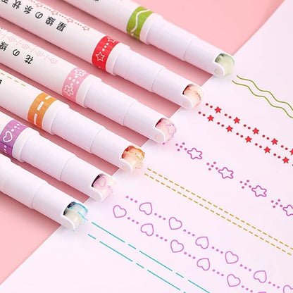 Vivid Curves: Linear Roller Color Pens Highlighters Set